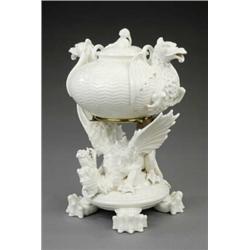 A Belleek Chinese tea urn,...