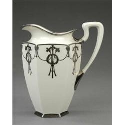 A Belleek hexagonal large jug,...