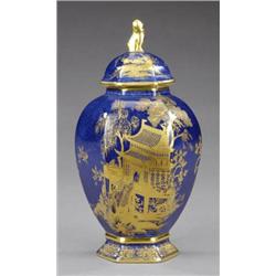 A Wiltshaw & Robinson Carlton Ware hexagonal baluster vase and cover,...