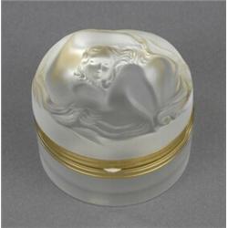 A Lalique cylindrical box and hinged cover,...