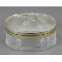 A Lalique frosted oval box and hinged cover,...