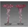 Image 1 : A pair of pale cranberry frilled tapering vases,...