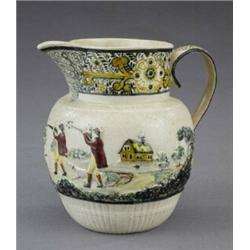 A Prattware bulbous jug,...