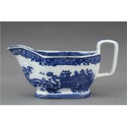 A pearlware oblong sauceboat,...
