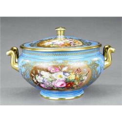 A Sevres circular bowl and cover, of compressed form,...