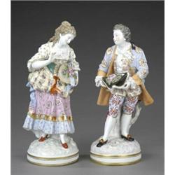 A pair of French figures of a gallant and his lady,...