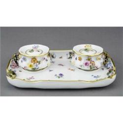 A Meissen rectangular inkstand,...