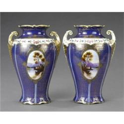 A pair of Noritake inverted baluster vases,...