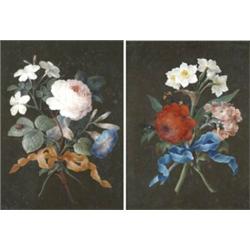 English School (Late 18th Century), A Pair - Floral Vignettes,...