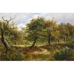 Joseph Thors (fl. 1863 - 1900), A Woodland Pool,...