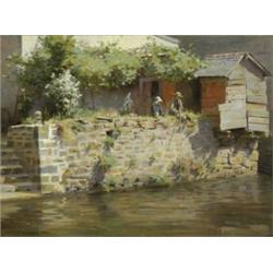 Arthur Burrington (1856 - 1924), A Lazy Afternoon, Quimperle, Brittany,...