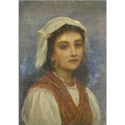 Kate Macready Perigrini (1839 - 1929), Portrait Of An Italian Peasant Girl,...
