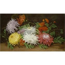 Edwin Steele (1803 - 1871)), Still Life Of Chrysanthemums,...