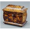 Image 1 : An early Victorian tortoiseshell veneered two compartment tea caddy,...