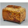 Image 1 : A Regency blonde tortoiseshell two compartment tea caddy,...