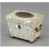 Image 1 : A Victorian silver mounted single compartment mother-of-pearl tea caddy,...