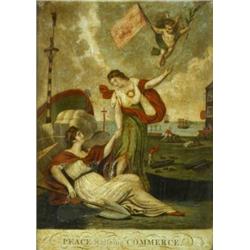 Two George III coloured reverse engravings on glass,...