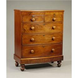 An early Victorian bow front chest,...