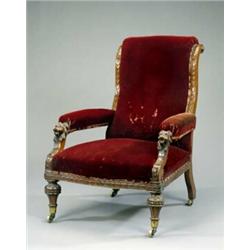A Victorian stained oak library chair,...