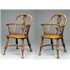 Image 1 : A fine pair of yew low back 'best' Windsor elbow chairs,...