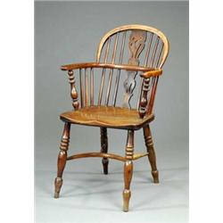 A good yew low back Windsor elbow chair,...