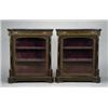 Image 1 : A pair of Victorian gilt-brass mounted inlaid and ebonised vitrines,...