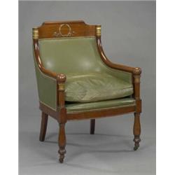 A late 19th century ormolu mounted mahogany bergere,...