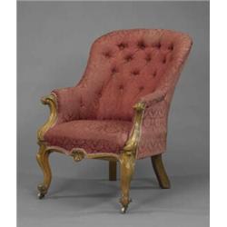 An early Victorian walnut armchair,...