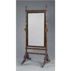 A Regency mahogany rectangular cheval mirror,...