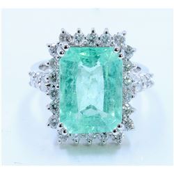 COPPER BEARRING PARAIBA TOURMALINE 6.15CT, 14K W/G RING 7.20GRAM / DIAMOND 1.05CT