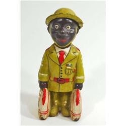 CAST IRON BLACK AMERICANA BUSINESS MAN FIGURAL STILL BANK