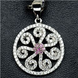 STERLING SILVER PINK SAPPHIRE PENDANT