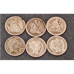 LOT OF 6 ANTIQUE US COINS