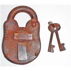 CAST IRON ALCATRAZ DEATH ROW PADLOCK W/ KEYS