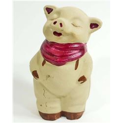 CAST IRON SMILEY PIG FIGURAL STILL BANK