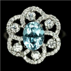STERLING SILVER SKY BLUE TOPAZ RING - SIZE 8.5