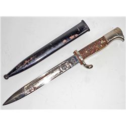 GERMAN NAZI DOUBLE ENGRAVED PRESENTATION BAYONET W/ SCABBARD