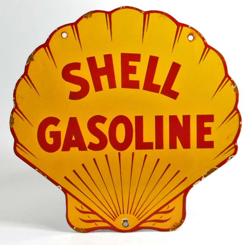 VINTAGE SHELL GASOLINE PORCELAIN ADVERTISING SIGN
