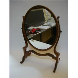 A MAHOGANY TABLE SWING MIRROR, 20th Century, Georgian style, oval plate, boxwood banding, height...