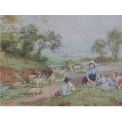 MURRAY, H, late 19th Century, a pair of watercolours, country folk with farm animals in rural lan...