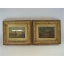 MORRIS, C, late 19th Century, a pair of fishing scenes, oils on board, gilt frames, 12cm x 17cm (...