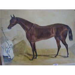 WALTON, W, 'Beeswing', on equestrian portrait, c.1840, watercolours, period oak frame, 42cm x 54c...