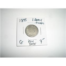 1895 *RARE KEY DATE* LIBERTY "V" NICKEL RED BOOK VALUE $7.00+ *NICE EARLY GOOD GRADE*!!
