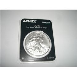 2015 1OZ SILVER AMERICAN EAGLE IN ORIGINAL *MINT PREMIER* PACKAGE-ID # 84915!! COIN CAME OUT OF SAFE