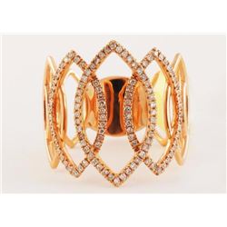 14K Rose Gold 0.33ct Round G Diamond Overlapping Hollow Marquise Shape Ring - 7