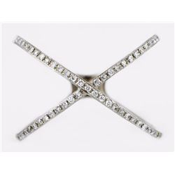 0.16ct Micro Pave Diamonds 14K White Gold Criss-Cross Skinny X Ring - Size 7