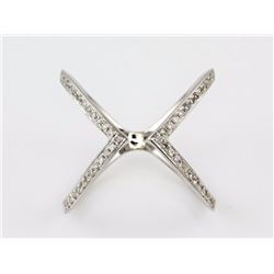 0.22ct Micro Pave Diamond in 14K White Gold Chevron X Cuff Ring - Size 7