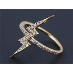 0.36ct Micro Pavé Diamonds LIGHTNING BOLT 14K Yellow Gold Ring - Size 7