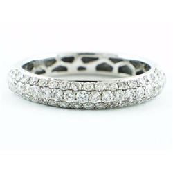 1.00ct Pavé Diamond 14K White Gold Dome Stackable Wedding Band Ring - Size 8.5