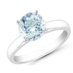 Natural Aquamarine 2.40 ct 8mm Classic Solitaire Ring 14K White or Yellow Gold